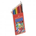 Faber-Castell - 12 Crayons de Couleur Aquarellables & 1 Pinceau