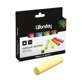 WONDAY - Grosses Craies de Trottoir Rondes - Lot de 6 Couleurs