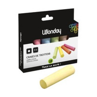 WONDAY - Grosses Craies de Trottoir Rondes - Lot de 6 Couleurs