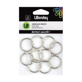 WONDAY - Anneaux Brisés de Reliure Métal - Lot de 10