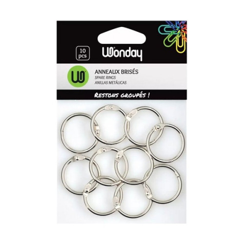 WONDAY - Anneaux Brisés de Reliure Métal - Lot de 10