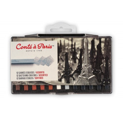 Conté à Paris - 12 Carrés Esquisse - 12 Carrés Assortis - Assortiment
