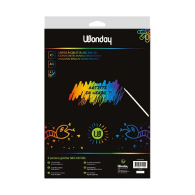 WONDAY - Cartes à Gratter A4 Arc-en-ciel - Crée'Up (lot de 5)