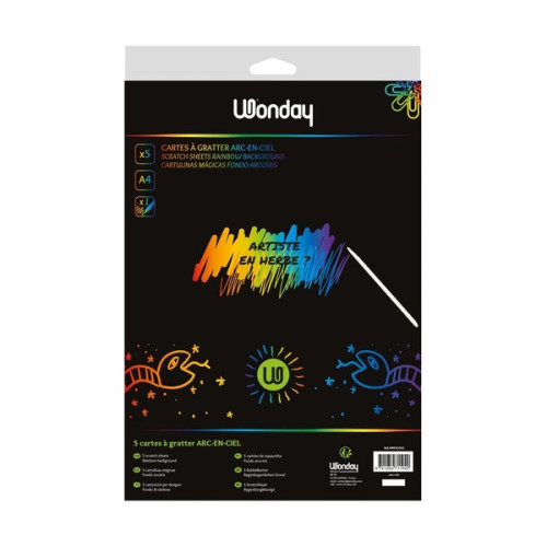 WONDAY - A4 Scratch Cards Rainbow - Set of 5
