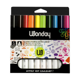 WONDAY - Feutres de Couleurs Min'O - Pointes Extra-Larges (10 Feutres)