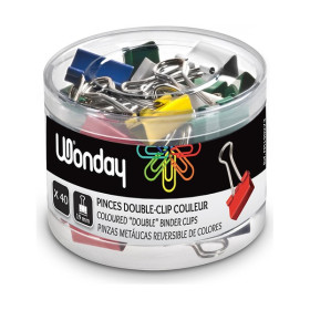WONDAY - Pinces Double-Clip 19mm Couleurs (lot de 40)
