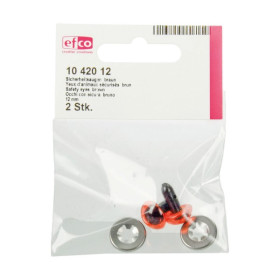 EFCO - Yeux D'animaux Sécurisés - en Plastique - 12 mm - 50 Pièces - Brun