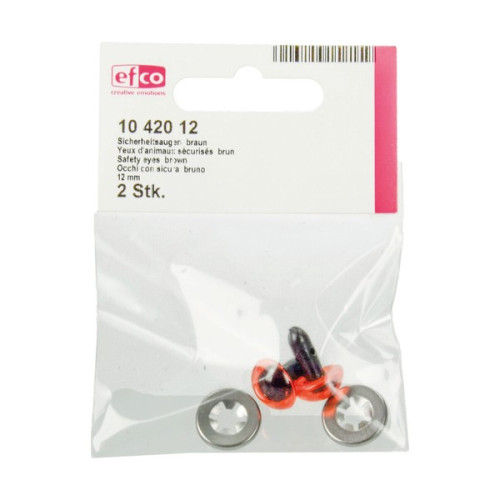 EFCO - Yeux D'animaux Sécurisés - en Plastique - 12 mm - 50 Pièces - Brun