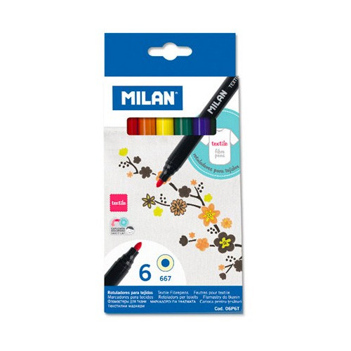 MILAN - Box of 6 Fibrepens for Painting on Fabrics