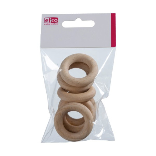 EFCO - Anneaux en Bois de Hêtre - Ø40 mm - 6 Pièces - Brut