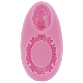 PENTART - Moule Silicone Résine - Camée & Cadre Ovale 9.3x4.8x1