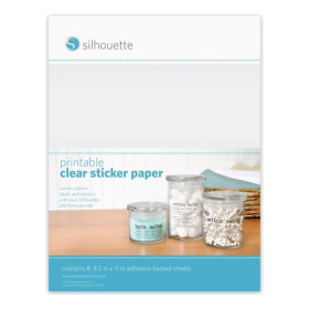 SILHOUETTE - Papier Adhesif Transparent Imprimable - A4 - 8 Feuilles