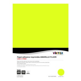 VINTEX - Papier Adhesif Imprimable Fluo - Jaune - 50 Feuilles