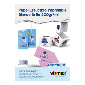 VINTEX - Papier Couche 300 g/m2 Imprimable - A4 - 20 Feuilles