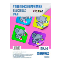 VINTEX - Vinyle Adhesif Imprimable Blanc Brillant - A4 - Jet d'Encre