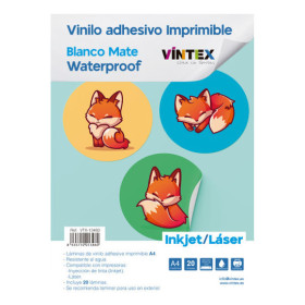 VINTEX - Vinyle Adhesif Imprimable Waterproof - A4 - Laser & Jet d'Encre