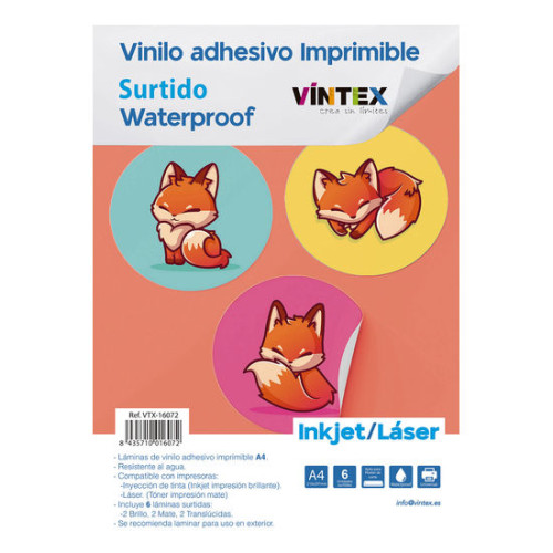VINTEX - Vinyle Adhesif Imprimable Waterproof - A4 - Laser & Jet d'Encre