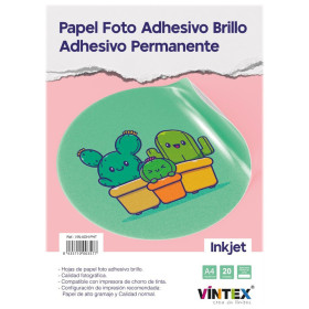 VINTEX - Papier Photo Adhesif Brillant 135 g - A4 - 20 Feuilles