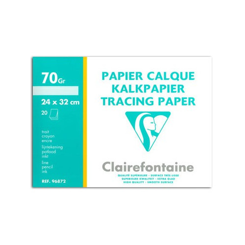 Clairefontaine - Papier Calque Supérieur - 24 x 32cm - 20 Feuilles - 70 g/m²