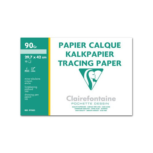Clairefontaine - Superior Tracing Paper - A3 Size - 10 Sheets - 90 gsm