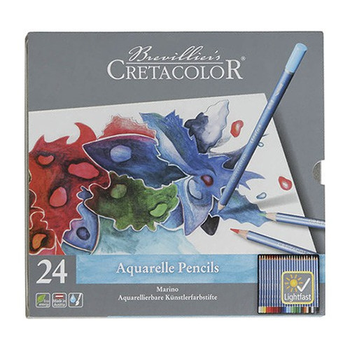 Cretacolor - Marino - Crayons de Couleur Aquarellables - 24 Couleurs - Étui Métal