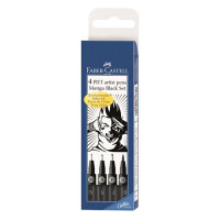 Faber-Castell - Wallet of 4 PITT® Artist Pens - Black - X-Superfine, Superfine, Fine and Brush
