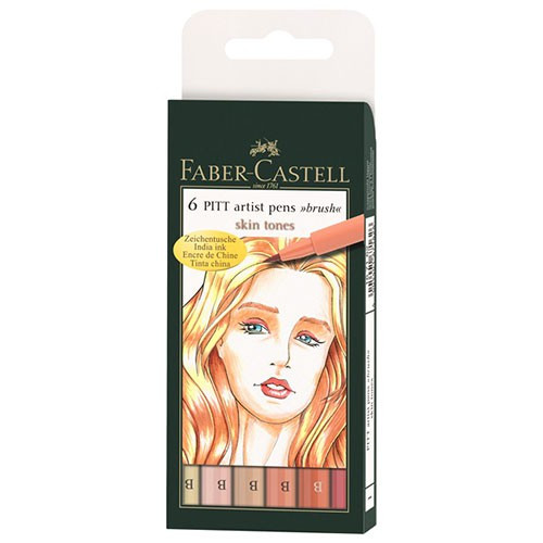 Faber-Castell - Étui de 6 Feutres Pitt Artist Pen - Brush - Couleurs de Chair