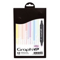 Graph'IT Marker - 12 Marqueurs à Alcool Double Pointe - SOFT COLORS - 12 Couleurs Pastel