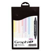 Graph'IT Marker - 12 Twin Tip Alcohol Based Markers - SOFT COLORS - 12 Pastel Colors