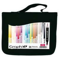 Graph'IT Marker - 24 Marqueurs à Alcool Double Pointe - BASIC COLORS - 24 Couleurs Indispensables
