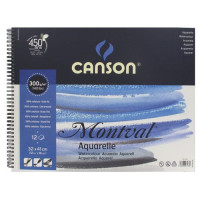 Canson® - Montval® - Papier Aquarelle - Bloc de 12 Feuilles - Avec Spirales - 300 g/m² - 32 x 41 cm