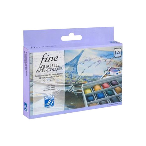 Lefranc & Bourgeois - Watercolour - Fine - Plastic Box - 12 Half Pans