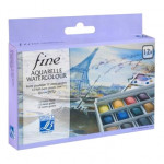Lefranc & Bourgeois - Watercolour - Fine - Plastic Box - 12 Half Pans