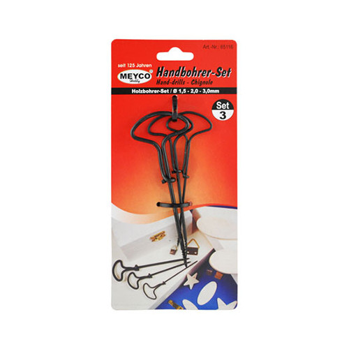 MEYCO - Set of 3 Hand-Drills - Ø 1.5mm, 2.0mm & 3.0mm