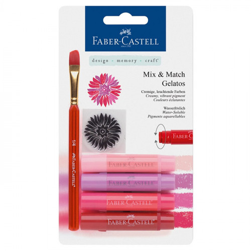 Faber-Castell - Gelatos - Blister de 4 Craies Gelatos - Aquarellables - Pack "Rouge"