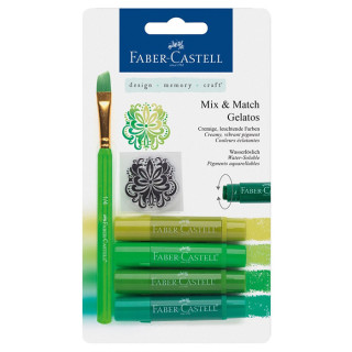 Faber-Castell - Gelatos - Blister de 4 Craies Gelatos - Aquarellables - Pack "Vert"