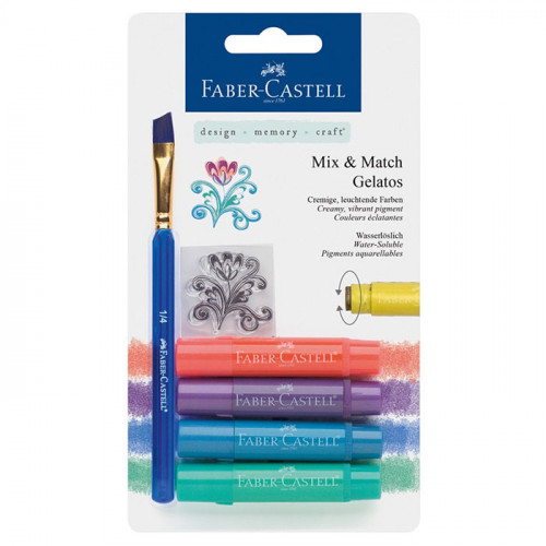 Faber-Castell - Gelatos - Blister de 4 Craies Gelatos - Aquarellables - Pack "Metal"