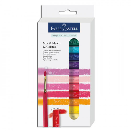 Faber-Castell - Gelatos - Blister de 12 Craies Gelatos - Aquarellables - Pack "12 Nuances"