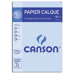 Canson® - Papier Calque Satin - Pochette de 10 Feuilles - Format A3 - 70 g/m²