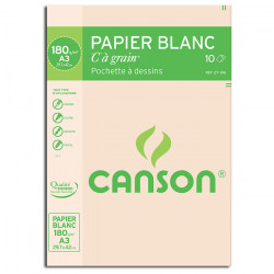 Canson® - "C" à Grain® (CAG) - Pochette de 10 Feuilles - 180 g/m² - Format A3