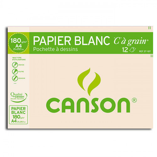 Canson® - "C" à Grain® (CAG) - Folder of 12 Sheets - 180 gsm - A4 Size