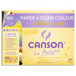 Canson® - Mi-Teintes® CLAIRES - Pochette de 12 Feuilles - 160 g/m² - 24 x 32 cm