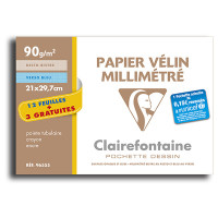 Clairefontaine - Vellum Graph Paper - Envelope of 12 Sheets - 90 gsm - A4 Size