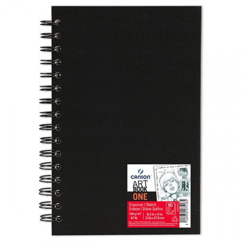 Canson® - Art Book™ One - Sketch Block - With Spirals - 80 Sheets - 100 gsm - About A4 (21,6 x 27,9 cm)