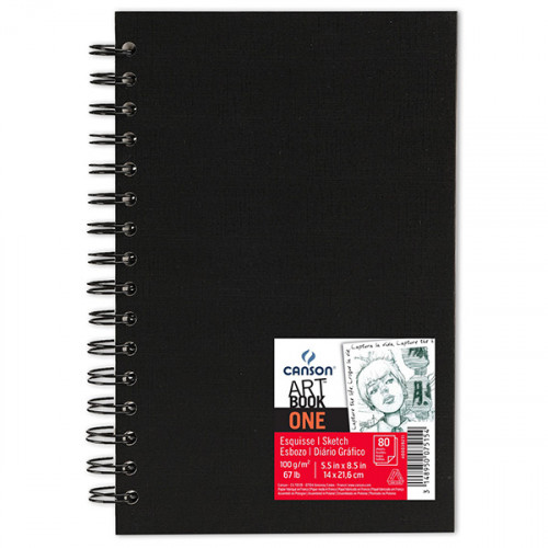 Canson® - Art Book™ One - Sketch Block - With Spirals - 80 Sheets - 100 gsm - About A5 (14 x 21,6 cm)