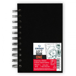 Canson® - Art Book™ One - Bloc Esquisse - Avec Spirales - 80 Feuilles - 100 g/m² - Environ A6 (10,2 x 15,2 cm)