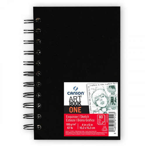 Canson® - Art Book™ One - Sketch Block - With Spirals - 80 Sheets - 100 gsm - About A6 (10,2 x 15,2 cm)