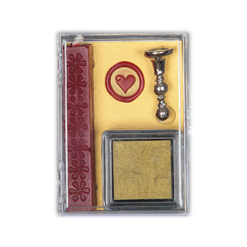 Global Solutions - Kit de Cire à Cacheter / Seau / Encre - "Coeur"