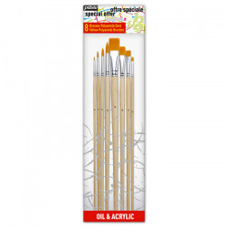 Pébéo - 8 Yellow Polyamide Brushes - Acrylic & Oil