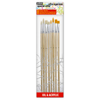 Pébéo - 8 Pinceaux - Brosses Soies Beau Blanc & Polyamide Doré - Acrylique & Huile